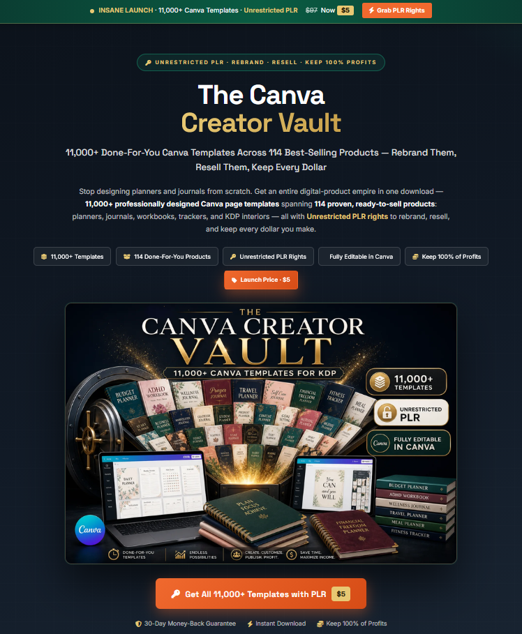 The Canva Vault w/ Unrestricted PLR